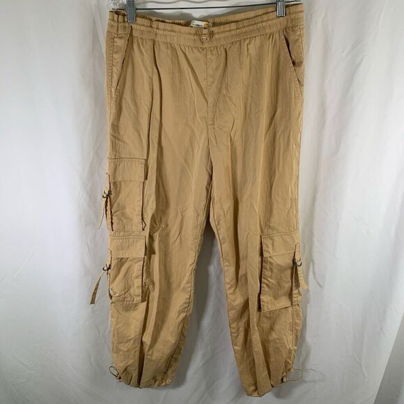 C&C California Pants - C&C California Cargo Joggers Women's Large Yellow Pull On Drawstring Nylon Blend